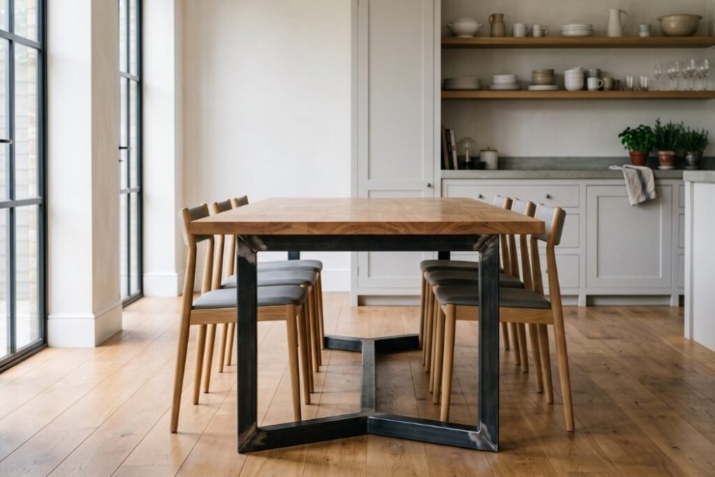 boceto de mesa metalica indsutrial para cocina o comedor