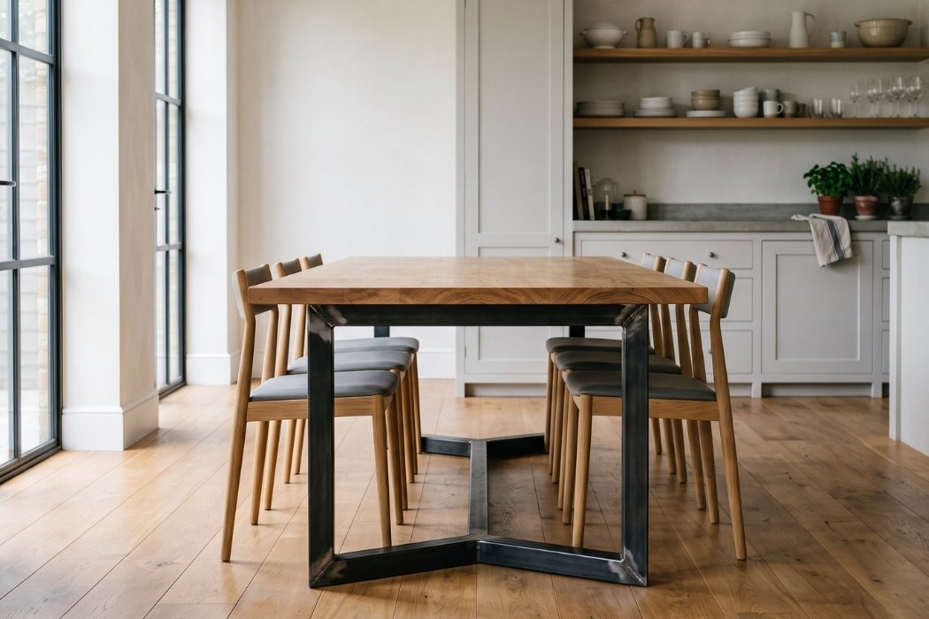 boceto de mesa metalica indsutrial para cocina o comedor
