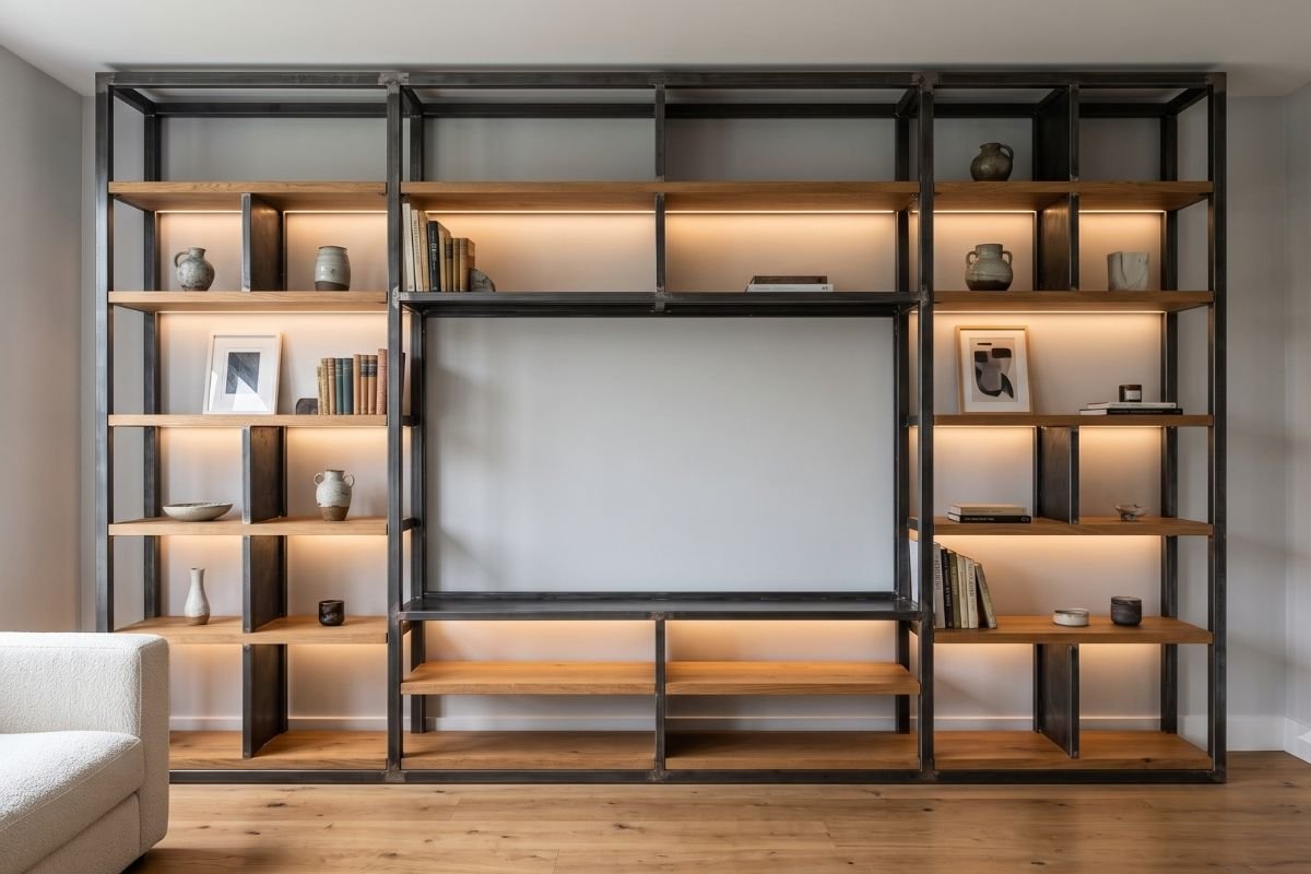 mueble para tv de metal estilo industrial